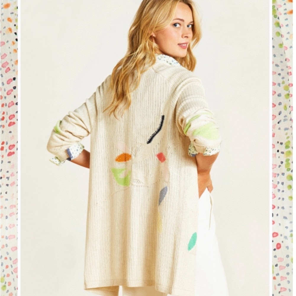 Nic+Zoe Secret Garden Open Front Cardigan Neutral Multi
